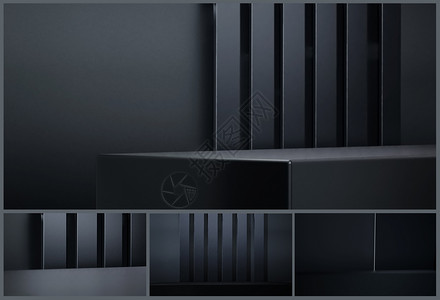 暗黑系洛丽塔形象黑色简约展台UE5.1模板设计图片