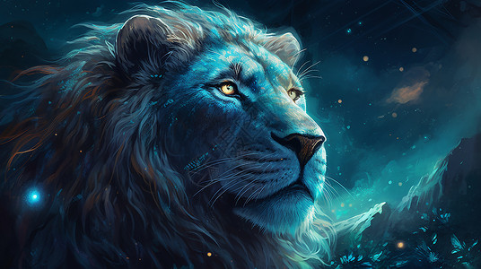 发光斑点狮子动物背景图片