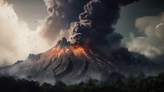 火山喷发场景背景图片