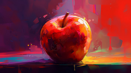 炫彩苹果绘画图片