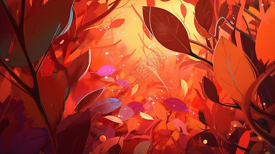 炫彩树叶绘画背景图片