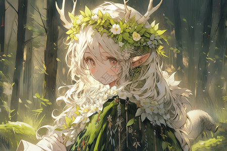 妖娆美女神秘森林妖娆的精灵女王插画