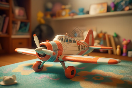 儿童玩具迷你小型飞机3D插画