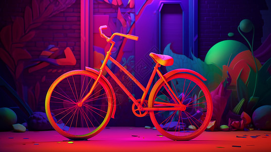 彩色自行车背景图片