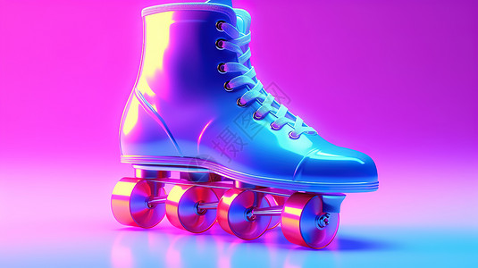 可爱的轮滑鞋滚轴溜冰鞋模型插画