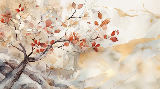 抽象的植物树叶插图背景图片