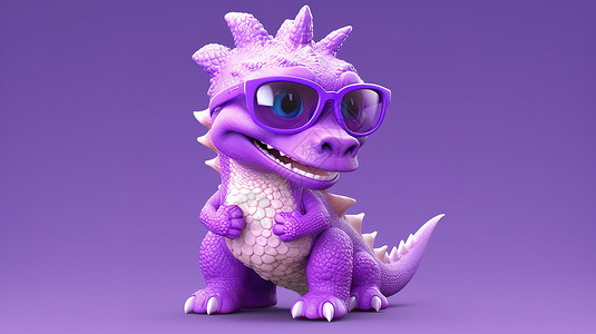 恐龙玩具模型紫色的龙卡通玩具插图插画