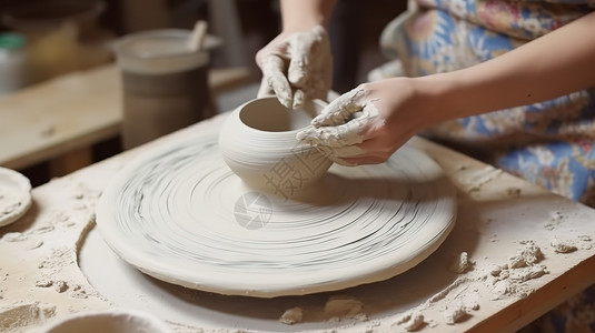 手工粘土白色粘土制作花瓶陶瓷产品插画