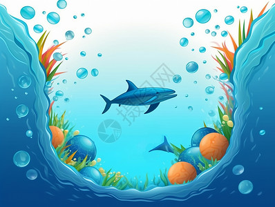 海洋日创意世界海洋日唯美海洋创意海报插画