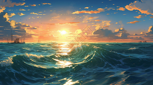 蓝色大海世界海洋日活动插画背景图片
