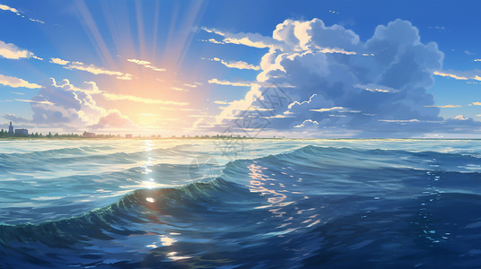 夏季海洋海上风景海洋生态环境插画背景图片