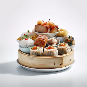 托盘里的饺子广式美食食物插画