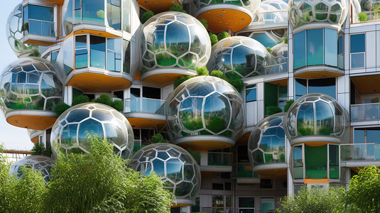 绿色建筑设计商业建筑空间外观设计插画