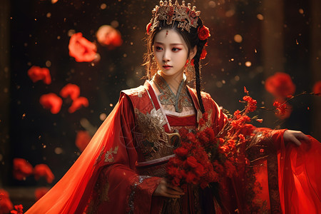 惊艳的中国汉服婚纱背景图片