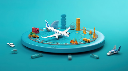 飞机模型3D插图背景图片