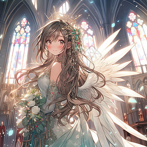 白色童话婚纱仙女般的新娘背景图片