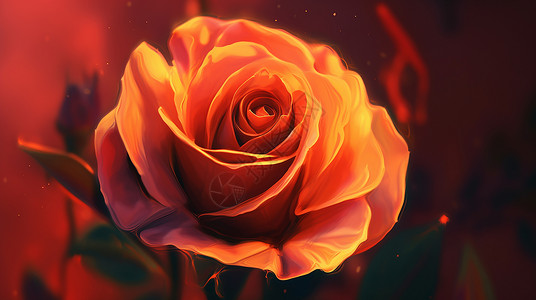 绽放的玫瑰花绘画背景图片