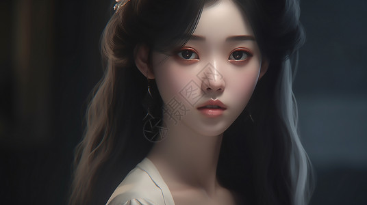 长发高清素材高清长发女生插画