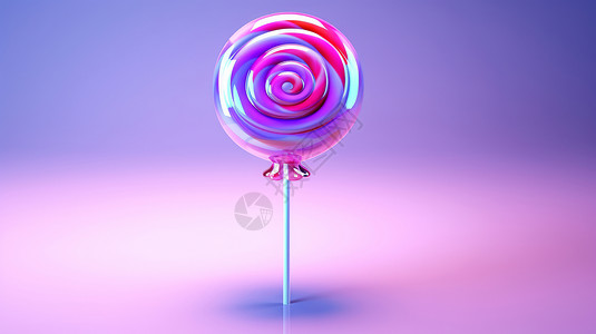 诱人的糖果诱人美味的发光紫色棒棒糖插画