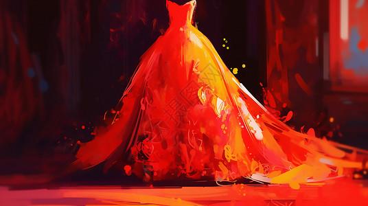 颜色鲜艳的婚纱绘画背景图片