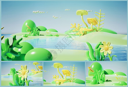 春季植物场景UE模板背景图片