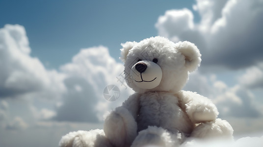 云端的毛绒玩具熊插画