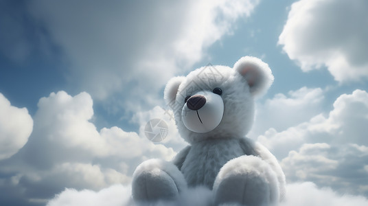 云端的毛绒玩具熊背景图片