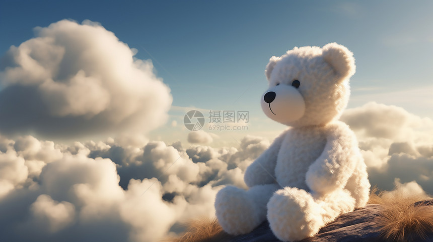 云端的毛绒玩具熊图片