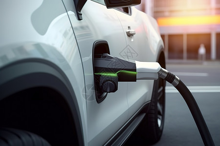 充电加油正在加油的车辆加油站插画