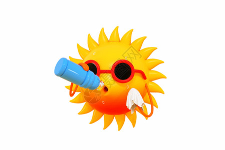 太阳表情创意C4D夏季高温太阳GIF高清图片