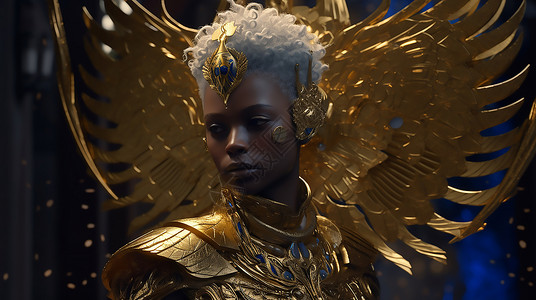 金色翅膀造型女性背景图片