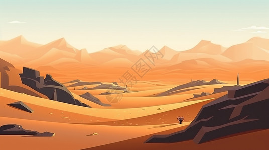 沙漠风沙风沙沙漠环境场景插画