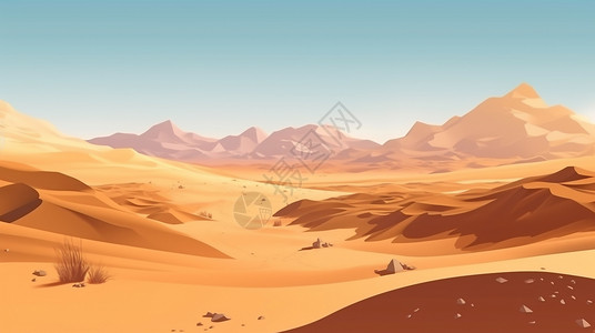 世界防治沙漠和干旱日扁平简约沙漠海报插画插画