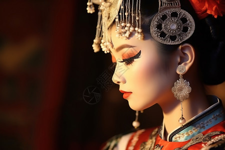 中国京剧准备表演的女人背景图片