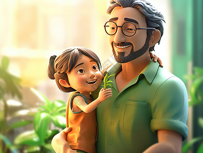 女孩与父亲拥抱父亲节主题背景图片