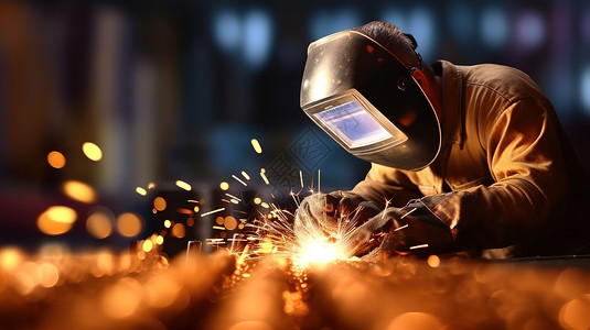 焊接火花工人焊工是焊接金属插画