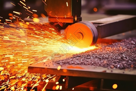 机器打磨制造业重工业工厂打磨钢铁金属插画