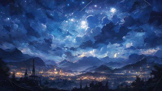 美丽的夜晚星空风景图片