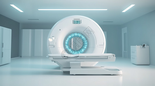 手术室器械医院放射科的MRI机器医疗设备插画