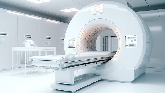 养生器械医院放射科的MRI机器干净医疗设备插画