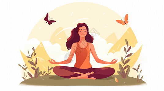 自然瑜伽瑜伽冥想的姿势插画插画