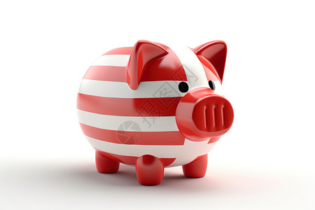 钞票储钱罐图标小猪储钱罐金融理财3D图标插画