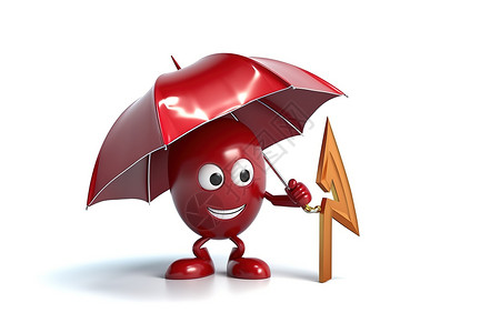 3d闪电红色雨伞闪电3D图标插画
