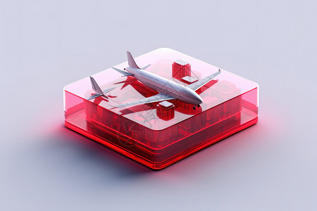 空中飞机图标3D图像图标飞机模型工业设计元素插画