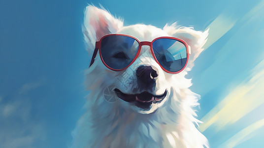 带着眼镜的可爱狗背景图片