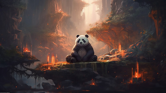 树林的大熊猫图片