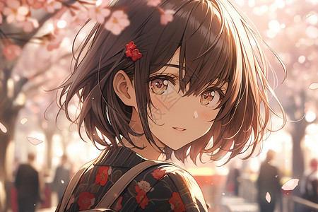 樱花季美丽的学生背景图片
