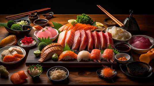 生魚片餐饮美食日式料理生鱼片插画