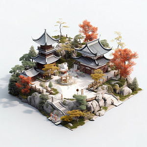中式建筑小景观图片