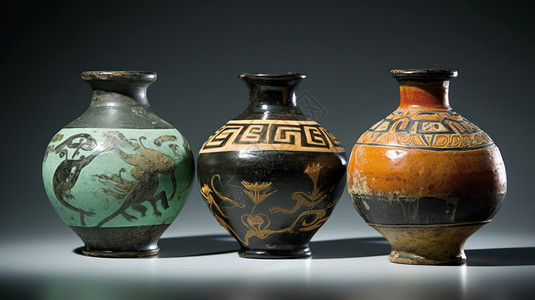 三星堆古物仿古文物漂亮精美的花瓶创意概念图插画